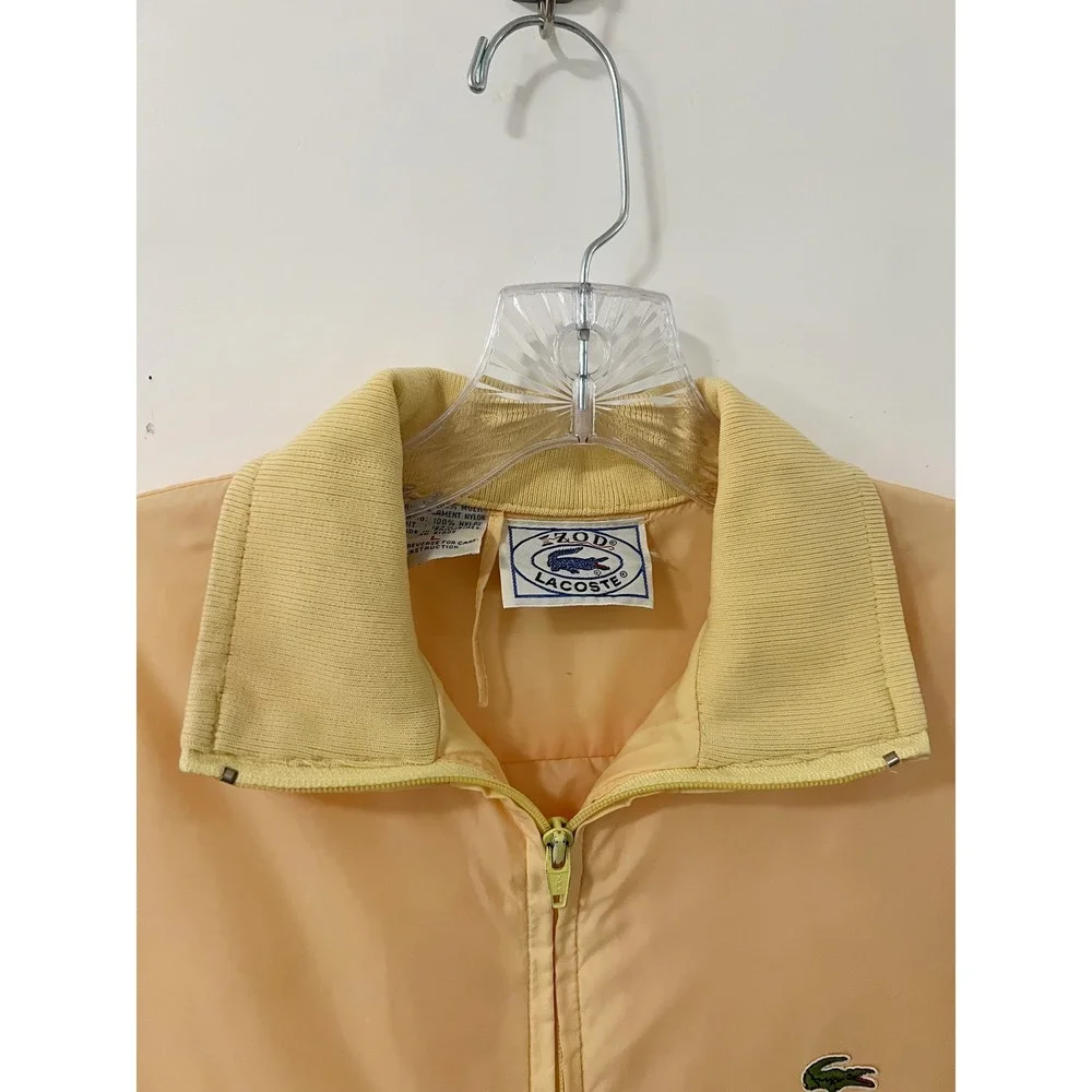 IZOD Lacoste Mens‎ Lightweight Zip Up Jacket Pale Yellow Retro Sportswear Large